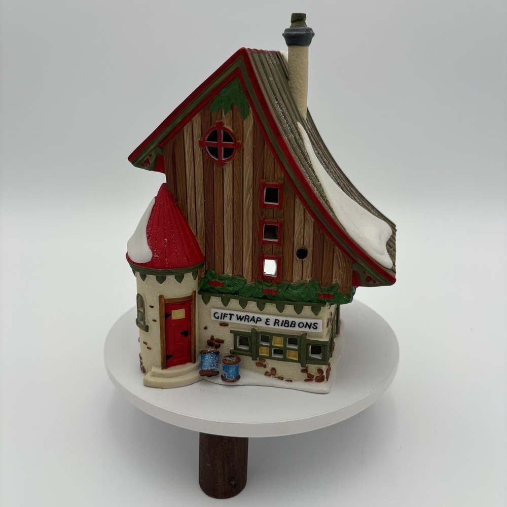 Department 56 Red, Green, White Holiday Gift Wrap & Ribbons House Ornament